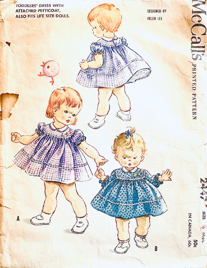 Baby Dress Designer Pattern by Helen Lee Infant Dresses McCalls 2447 Size 6 Months