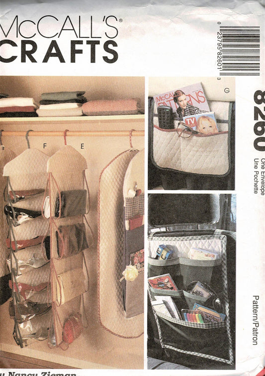 Car Organizer Shoe Caddy Home Decor Organization Car Caddy Sewing Pattern McCalls 8260