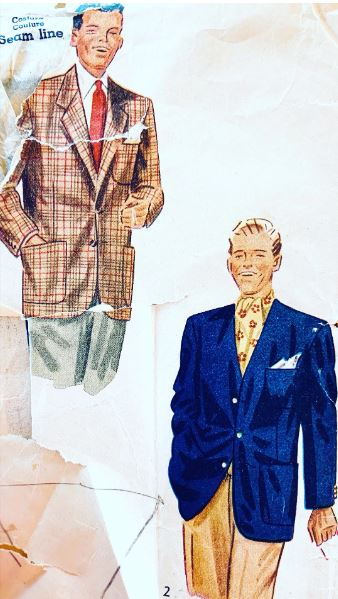 Mens' Sport Jacket Suit Coat Vintage Sewing Pattern Simplicity 2251 36