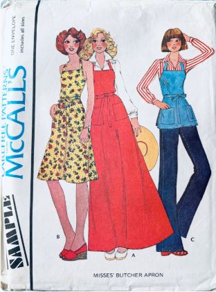 70s Back Wrap Butcher Apron in 3 Lengths Vintage Sewing Pattern McCalls Sample