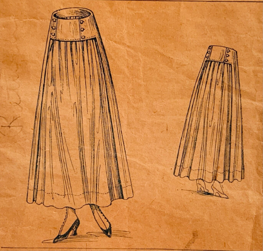 1910s Edwardian Midi High Waist Skirt Antique Petite Wounded Bird Sewing Pattern New Idea 8569 W24