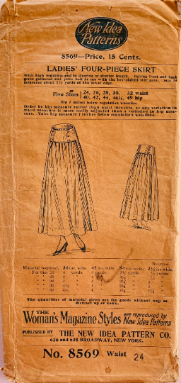 1910s Edwardian Midi High Waist Skirt Antique Petite Wounded Bird Sewing Pattern New Idea 8569 W24