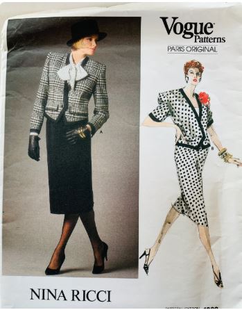 80s Womens Power Suit Nina Ricci Paris Original Designer Petite Vintage Sewing Pattern Vogue 1663 B32