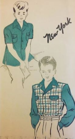 40s Boys Button Front Shirt Colorblock Rockabilly Button Front Shirts Vintage Sewing Pattern New York  926 Chest 26