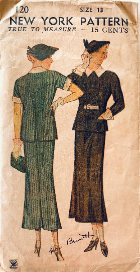 30s Peplum Blouse w/ Pockets & Pleated Skirt Vintage Petite Sewing Pattern New York 120 V31