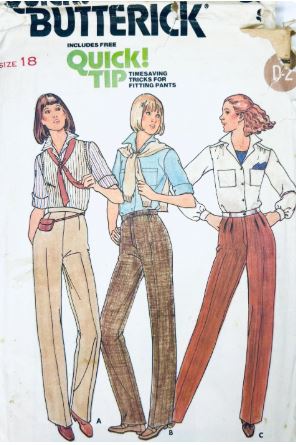 80s HIgh Waist Pants Straight Leg Pleat Front or Flat Front Trousers Vintage Sewing Pattern Butterick 6316 W32