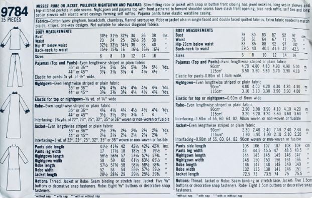 80s Womens 2 Piece Pajamas Nightgown PJs Pajama Night Gown Sleepwear Plus Size Vintage Sewing Pattern Simplicity 9784 B38