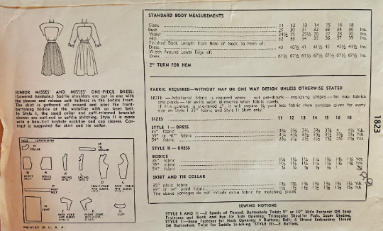 40s Shirtwaist Keyhole Neckline Dress w/ Curved Seams Petite Dresses Vintage Sewing Pattern Simplicity 1823 B30