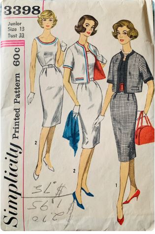 60s Sleeveless Dress w/ Boxy Jacket Womens Summer Dresses Women Suit Sheath Dress Vintage Sewing Pattern Simplicity  3398 B33