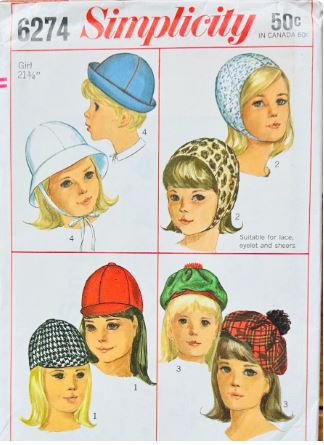 Kids Brimmed Hat Tam Jocky Cap Vintage Sewing Pattern Simplicity 6274 21 3/4"