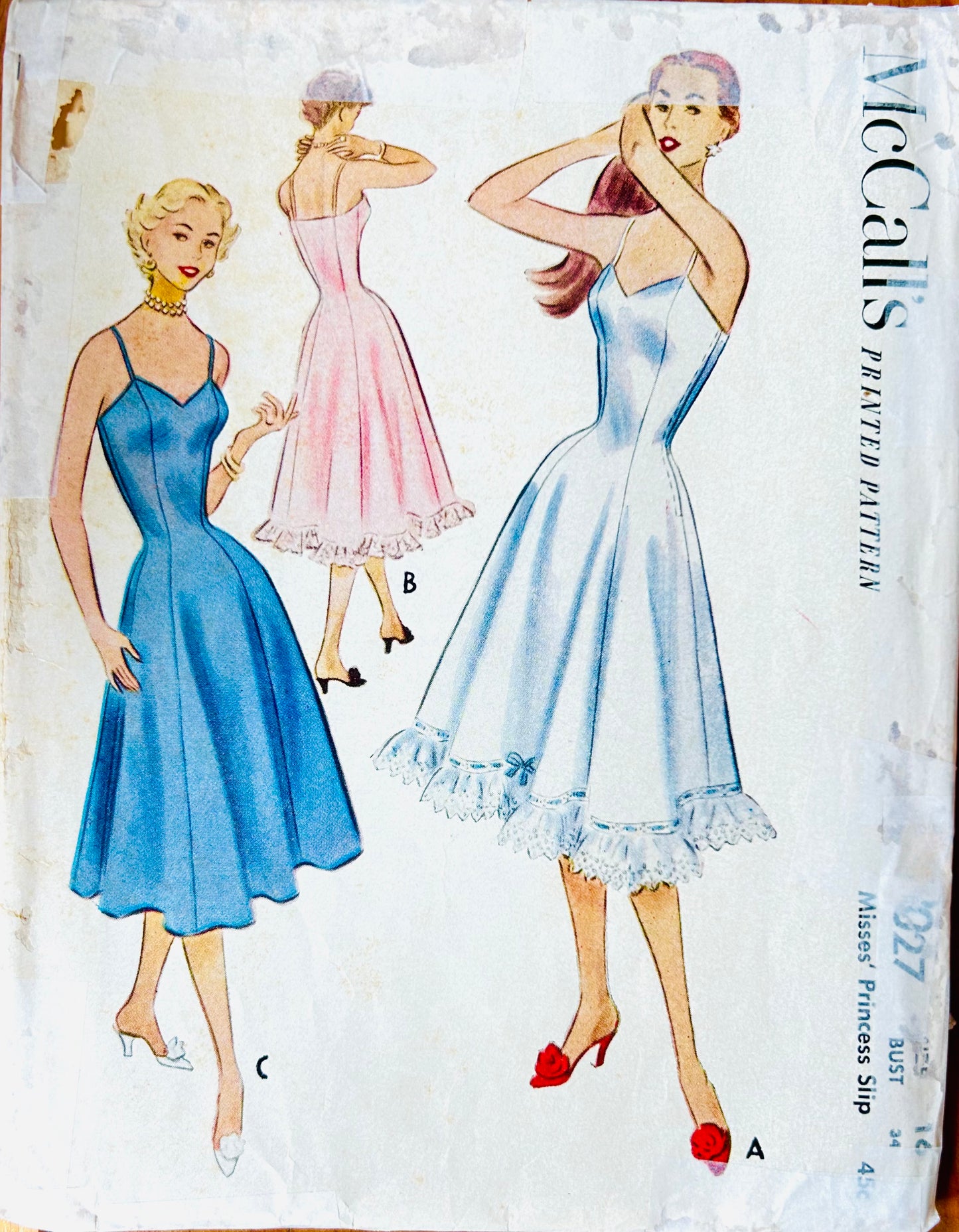 50s Princess Seam Petticoat Full Slip Lingerie Sewing Pattern Simplicity 9027 B34