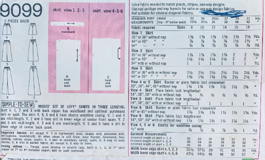 70s Skirt in 3 Lengths Mini Midi Maxi Long Skirts Vintage Petite Jiffy Easy Sewing Pattern Simplicity 9099 W25