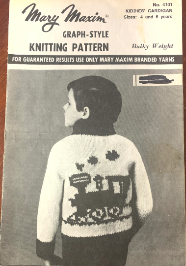 80s Mary Maxim Train Engine Cardigan Sweater Toddler Kids Knitting Pattern 4101 Size 4 6
