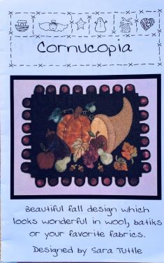 Sara Tuttle Cornucopia Fall Autumn Thanksgiving Penny Rug Quilt Wall Hanging Appliqued Home Decor Quilting Pattern