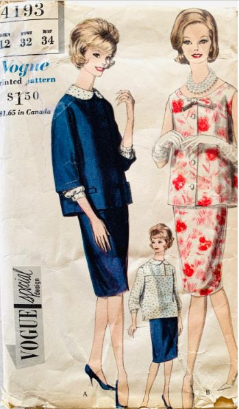 60s Womens Maternity Skirt & Sleeveless Blouse Summer Suit Vintage Sewing Pattern Vogue 4193 B32