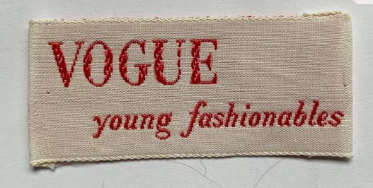 Vogue Young Fashionables Designer Label Clothing Tag Vintage 60s Embroidered Red & White (Copy)