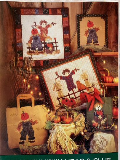 90s Autumn Fall Themed Halloween Pumpkin Scarecrow Tote Bag Wall Quilt Treat Bag Home Decor Quilting Sewing Pattern